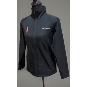 Columbia Women’s Black Full Zip Softshell Jacket Pink Ribbon Size Small
